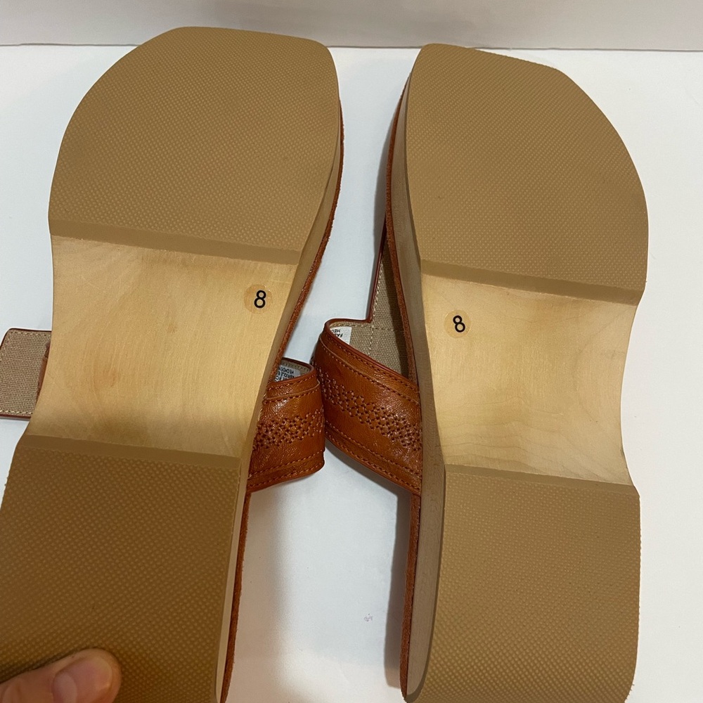Anthropologie Kelsi Dagger Sandals sz. 8 Brooklyn Swag Thong Suede Brown Orange - Picture 8 of 9